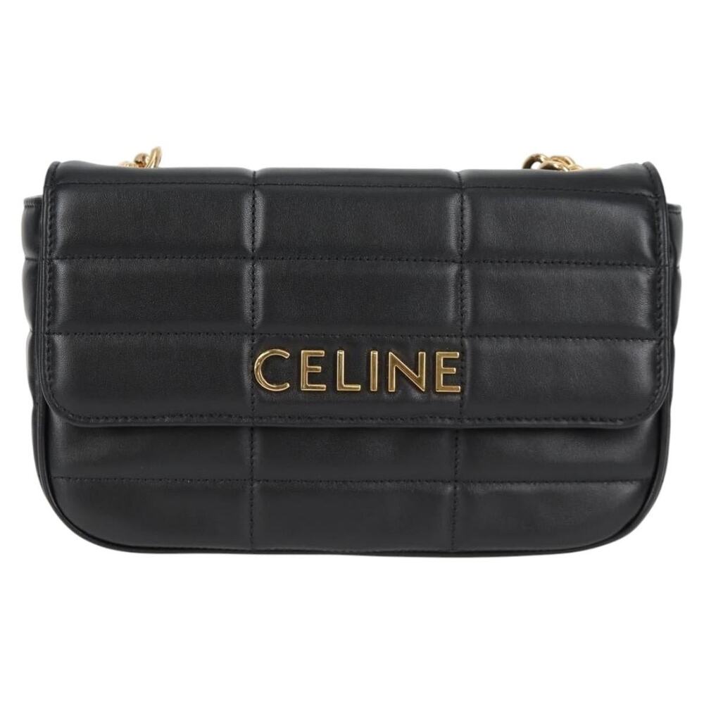 Celine Leather Chain Shoulder Bag Black